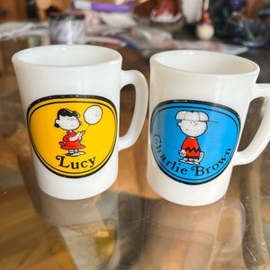 Vintage Avon Charlie Brown And Lucy Peanuts Ceramic Cup United Features 1969